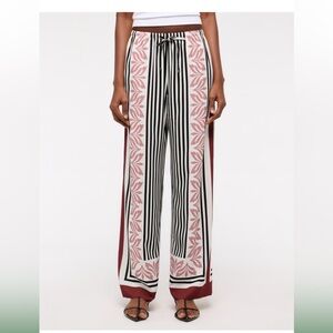 Abercrombie Striped and Leaf Patterned Wide-Leg Pants Size XS